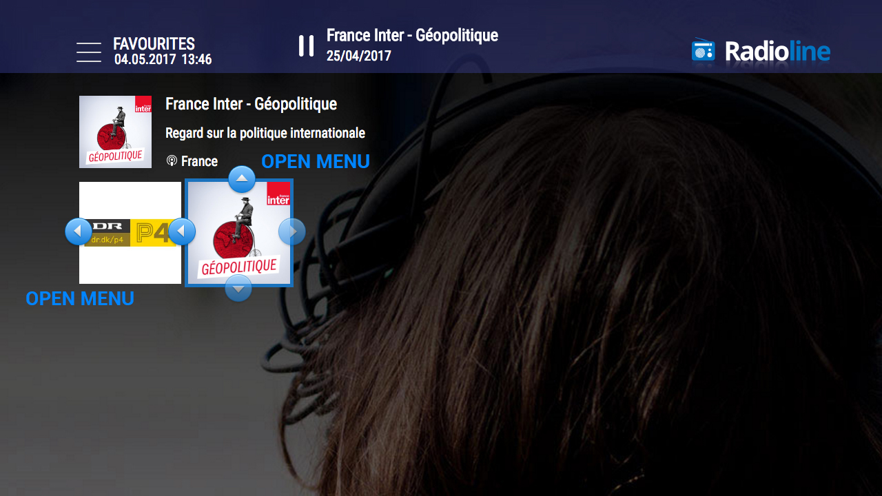 Radioline HTML5 TV app navigation specs for developer example